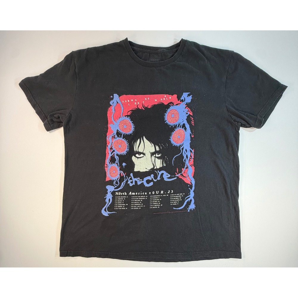 The Cure North America Tour 23 Robert Smith Black T-Shirt XL Shows of Lost World
